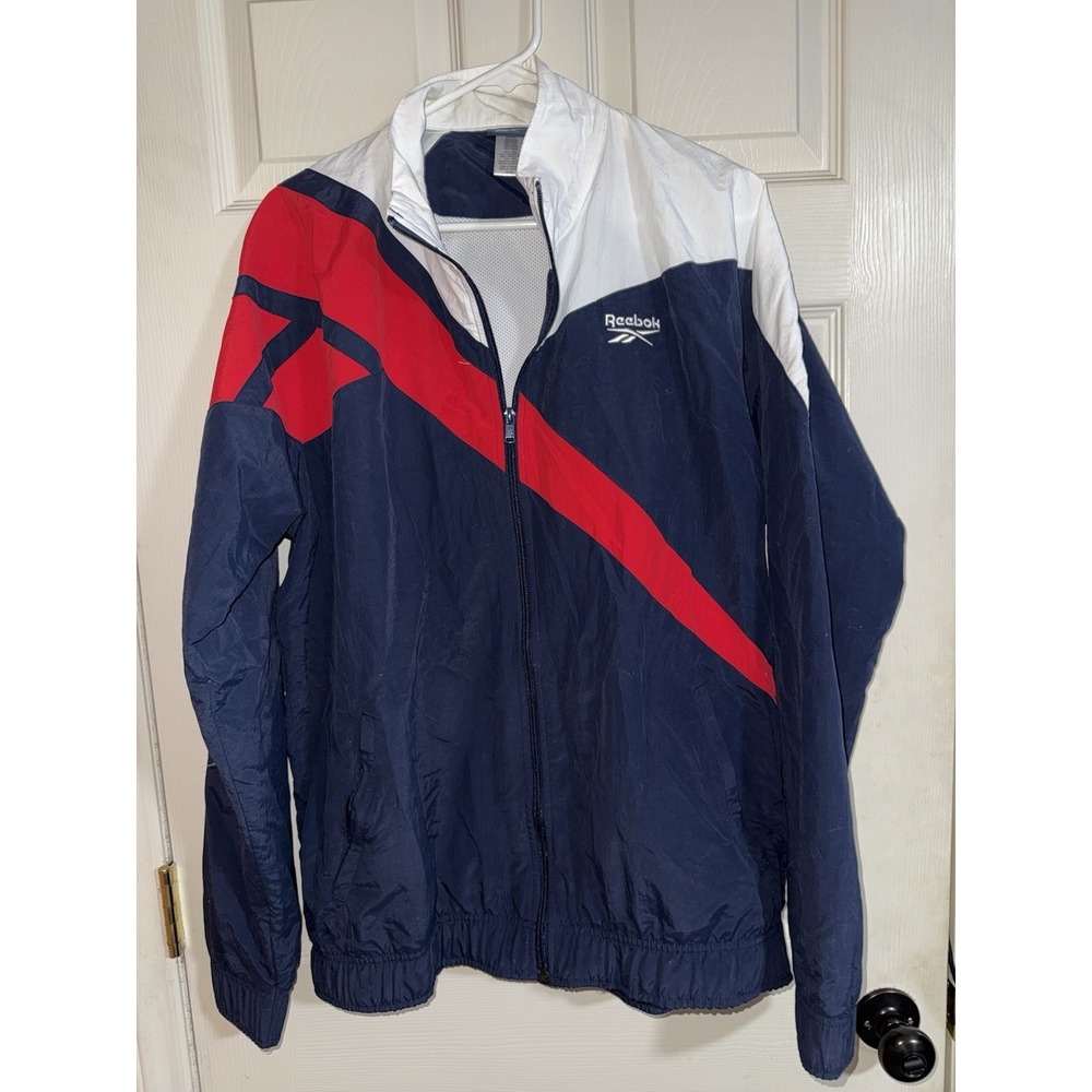 VTG Reebok Jacket Men's Xl Blue USA Track Windbreaker Basketball 90s